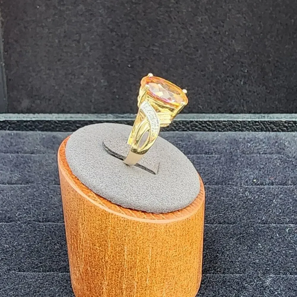 Vintage Fire Mystic Topaz Diamond 14k Yellow Gold Cocktail Ring 8 - Picture 2 of 9